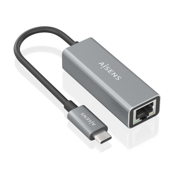 [A109-0898] Aisens Conversor USB3.1 GEN1 USB-C a Ethernet Gigabit 10/100/1000 MBPS - 15cm - Color Gris
