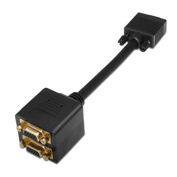 Aisens Cable Bifurcador Super Alta Calidad SVGA(3C+9) - HDB15/M-2xHDB15/H - Blindado en Oro - 20cm -