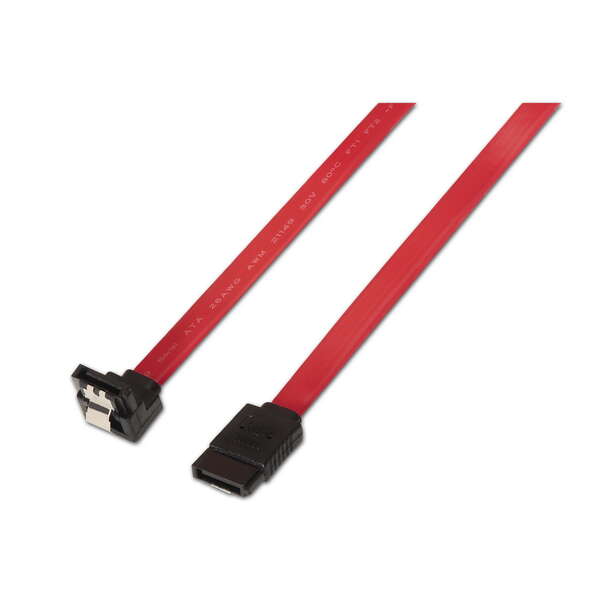 Aisens Cable SATA III Datos 6G Datos Acodado con Anclajes - 0.5m para Disco Duro SATA I - II - III S