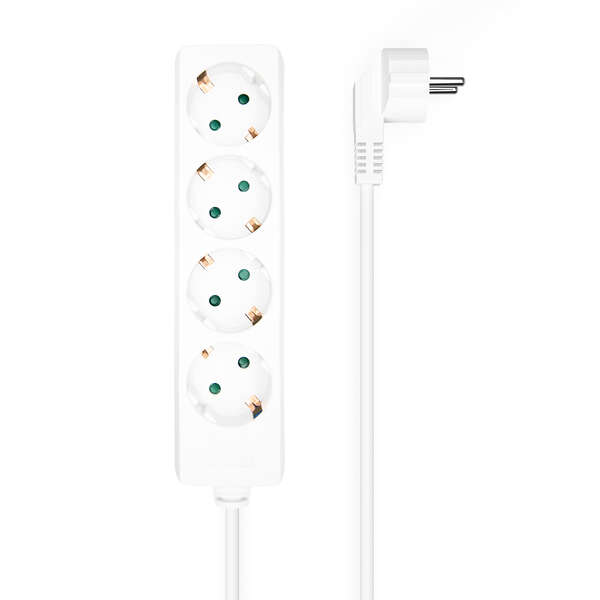 [A154-0533] Aisens Regleta Multiple de 4 Tomas sin Interruptor con Cable 3×1.5mm2 - 1.4m - Color Blanco