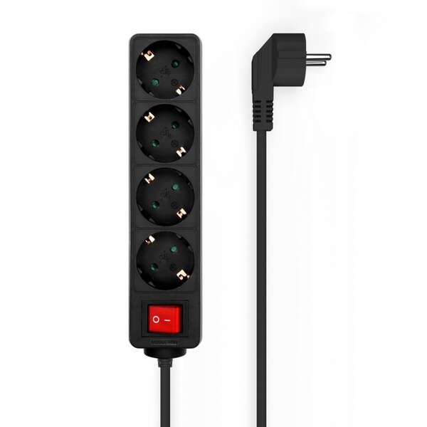 [A154-0650] Aisens Regleta de 4 Tomas Schuko con Cable de 1.4m - Interruptor On/Off - Proteccion Infantil - Colo