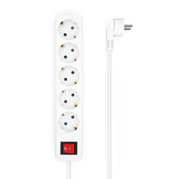 [A154-0651] Aisens Regleta de 5 Tomas Schuko con Cable de 1.4m - Interruptor On/Off - Proteccion Infantil - Colo
