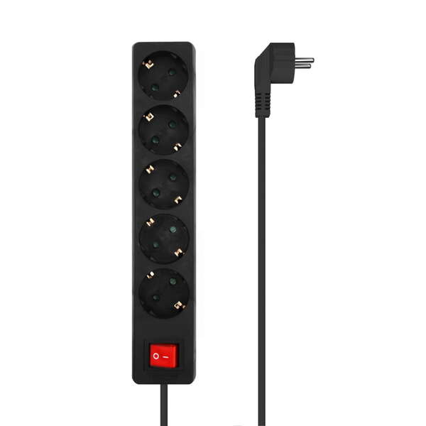 Aisens Regleta de 5 Tomas Schuko con Cable de 1.4m - Interruptor On/Off - Proteccion Infantil - Colo