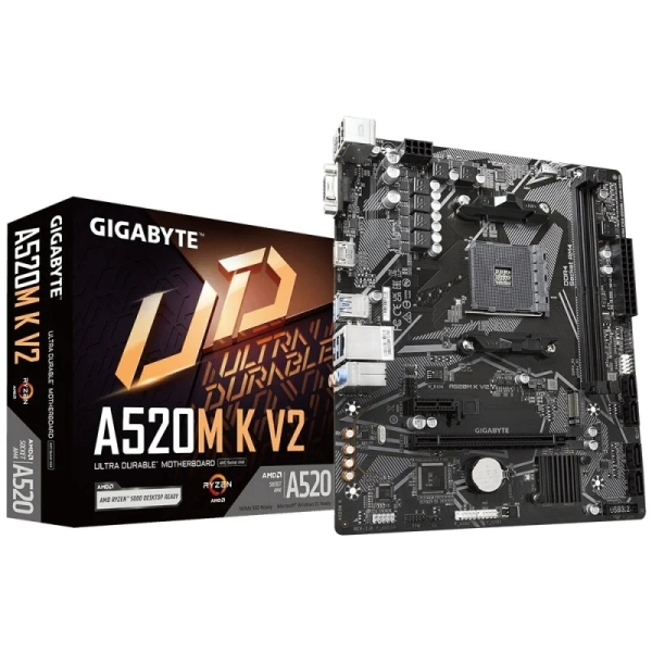 Gigabyte A520M K V2 Placa Base AMD A520 AM4 2x DDR4 - HDMI, M.2, PCIe, 4x Sata III, USB, RJ-45, VGA,