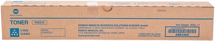 [A8K3450] Konica Minolta TN221 Cyan Cartucho de Toner Original - TN221C/A8K3450