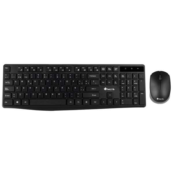 NGS Teclado y Raton Inalambricos de 2.4ghz - AZERTY Frances - 12 Teclas Multimedia - 1200 dpi - Colo
