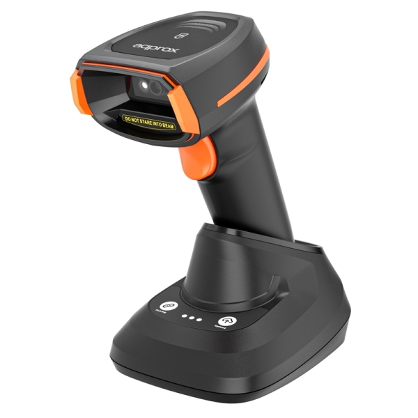 Approx Lector de Codigos de Barras 1D/2D Inalambrico con Base de Carga - Indicador LED, Beeper y Vib