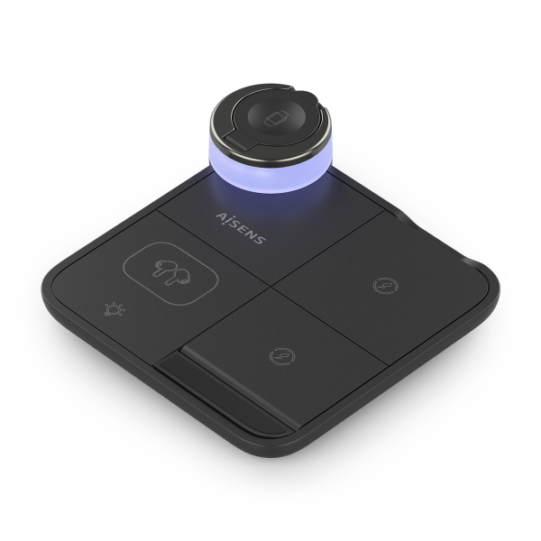 Aisens Cargador Inalambrico 15W - USB-C - Protocolo Qi - Moviles, Apple Watch y Auriculares - Protec