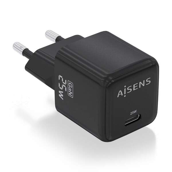 [ASCH-25W1P013-BK] Aisens Cargador Gan 25W - 1xUSB-C PD3.0 QC4.0 - Color Negro