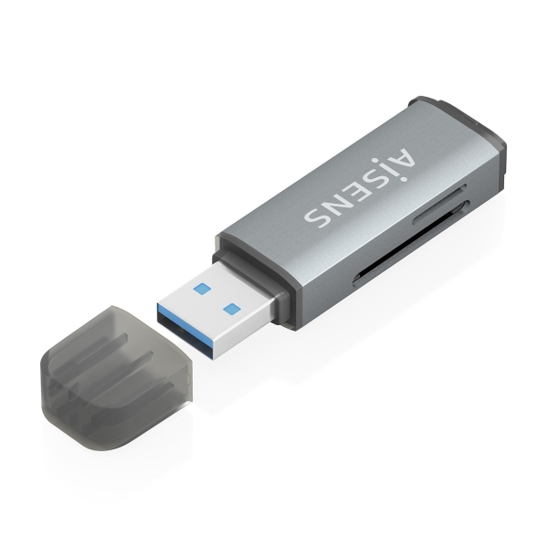 [ASCR-2A09-GR] Aisens Lector de Tarjetas USB-A 3.1 Gen1 - Compatible con SD, Micro SD, MMC, RS-MMC, MMC Micro - Col