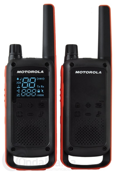 [B8P00811EDRMAW] Motorola T82 Pack 2 Walkie Talkies - 16 Canales PMR446 + 121 Codigos - Alcance de hasta 10km - Auton