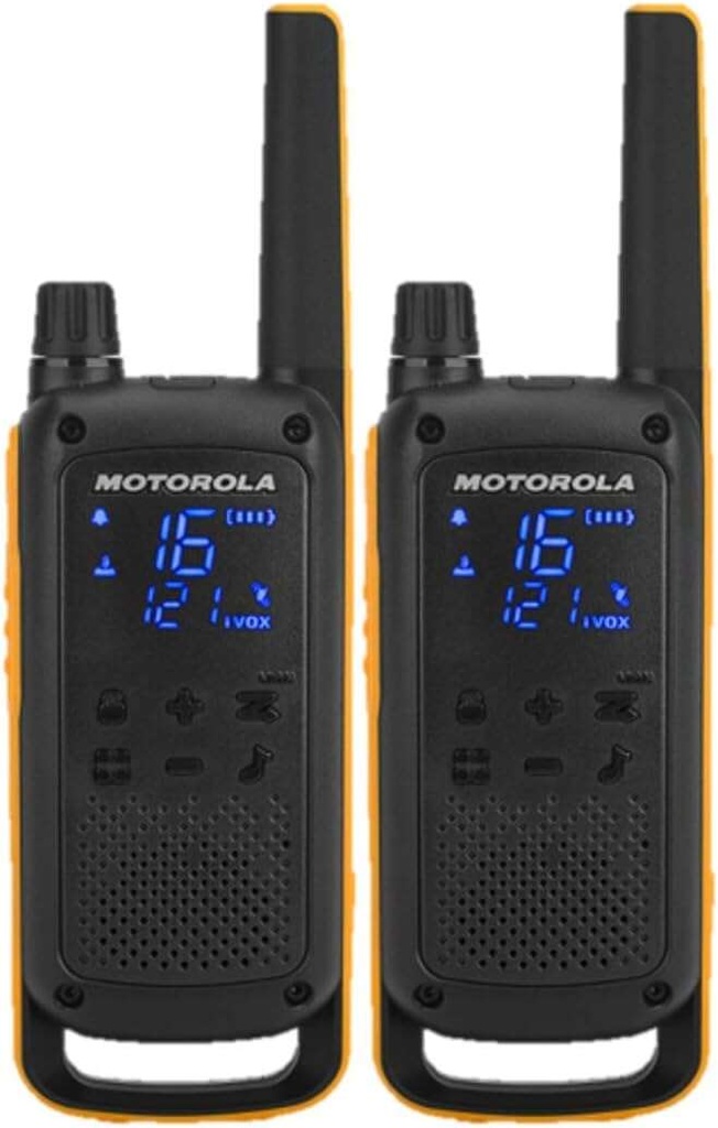 [B8P00811YDEMAG] Motorola TLKR T82 Extreme Pack 2 Walkie Talkies - 16 Canales PMR446 y 121 Codigos - Alcance de hasta