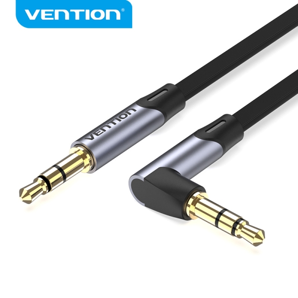 Vention Cable Auxiliar Estereo - Angulo 90° - Chapado en Oro - Conductor de Cobre Esmaltado - Revest