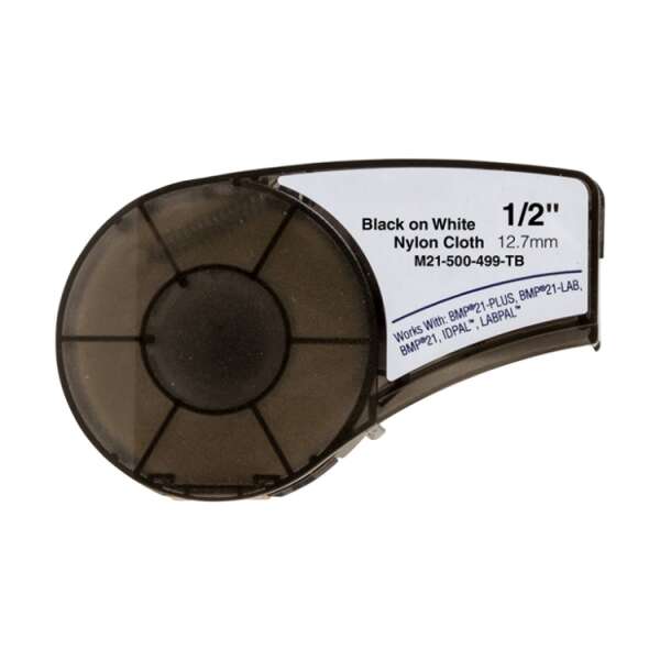 [BDR-NY-21-500-BK/WT] Brady M21-500-499-TB Cinta de Etiquetas Genericas de Nylon - Texto negro sobre fondo blanco - Ancho