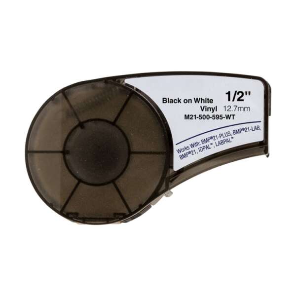 Brady M21-500-595-WT Cinta de Etiquetas Genericas de Vinilo - Texto negro sobre fondo blanco - Ancho