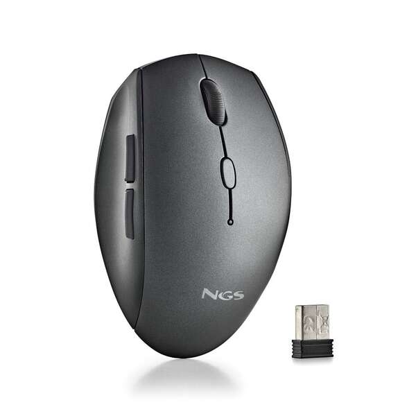 NGS Raton Inalambrico Ergonomico - 5 Botones - Teclas Silenciosas - Rueda de Desplazamiento - Conexi