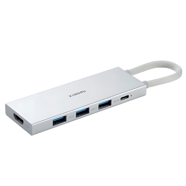 Xiaomi 5 en 1 Hub USB-C con 3x USB-A 3.0, 1x USB-C Carga Rapida hast 100W, 1x HDMI - Carcasa de Alum