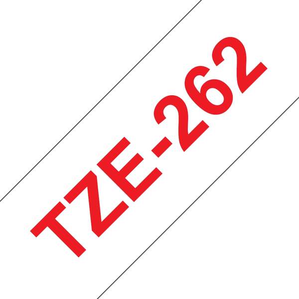 Brother TZe262 Cinta Laminada Generica de Etiquetas - Texto rojo sobre fondo blanco - Ancho 36mm x 8