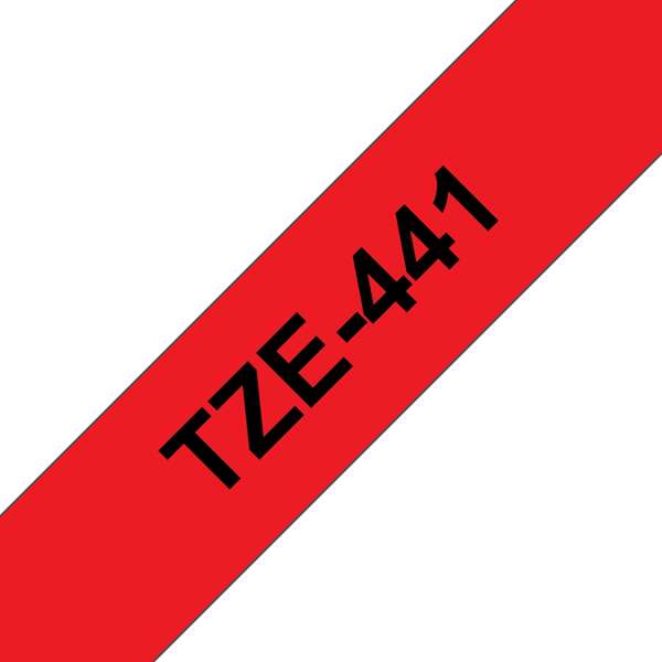 Brother TZe441 Cinta Laminada Generica de Etiquetas - Texto negro sobre fondo rojo - Ancho 18mm x 8