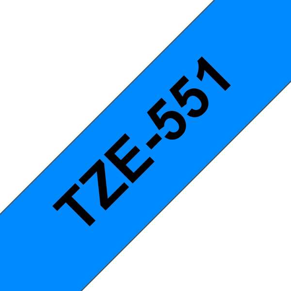 Brother TZe551 Cinta Laminada Generica de Etiquetas - Texto negro sobre fondo azul - Ancho 24mm x 8
