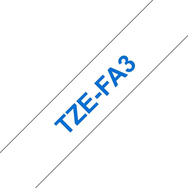 Brother TZeFA3 Cinta Textil Generica de Etiquetas - Texto azul sobre fondo blanco - Ancho 12mm x 3 m