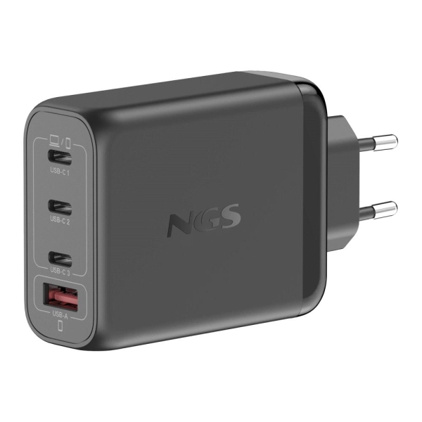 NGS Bud 140W Cargador GaN Universal de Pared 140W Ultrarapido - 3x USB-C PD & PPS, 1x USB-A QC 3.0 -