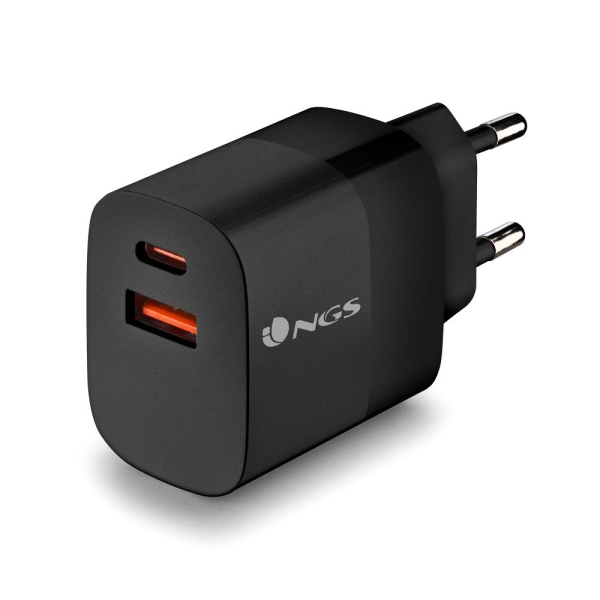 NGS Bud 33W Cargador GaN Universal de Pared 33W Ultrarapido - 1x USB-C PD & PPS, 1x USB-A QC 3.0 - C