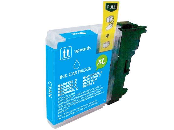 BULK - Brother LC980XL/LC1100XL/LC985XL Cyan Cartucho de Tinta Generico - Reemplaza LC980C/LC1100C/L