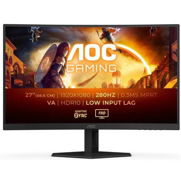 AOC G4 Monitor 27" Curvo 1500R LED Fast Va FullHD 280Hz HDR10 - Respuesta 1ms - Angulo de Vision 178