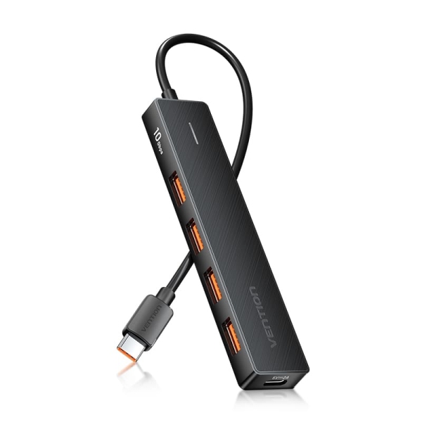 [CHJBB] Vention HUB 5 en 1 USB-C a 4xUSB 3.2 Gen2/USB-C 10G - 0.15m - Color Negro