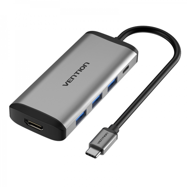 [CNBHB] Vention Docking Station 5 en 1 USB-C a HDMI 4K/3xUSB3.0/PD100W - 0.15m - Color Gris