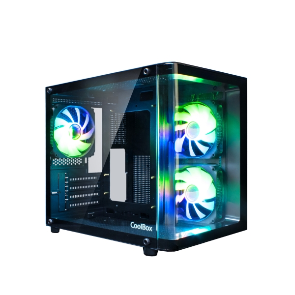 Coolbox GM100 Vision Caja Mini Torre Micro ATX, Mini-ITX - Frontal y Lateral Cristal Templado - Tama