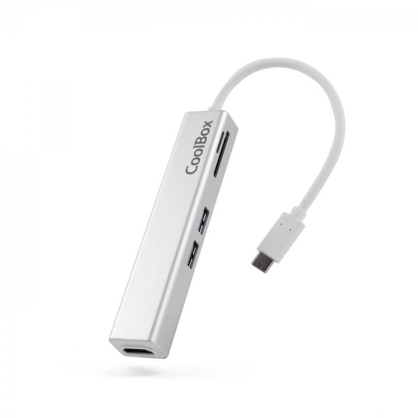 [COO-DOCK-02] Coolbox miniDock 5 en 1 USB-C a HDMI /2xUSB3.0/1xMicroSD/1xSDPD - 0.14m - Color Gris Metalizado