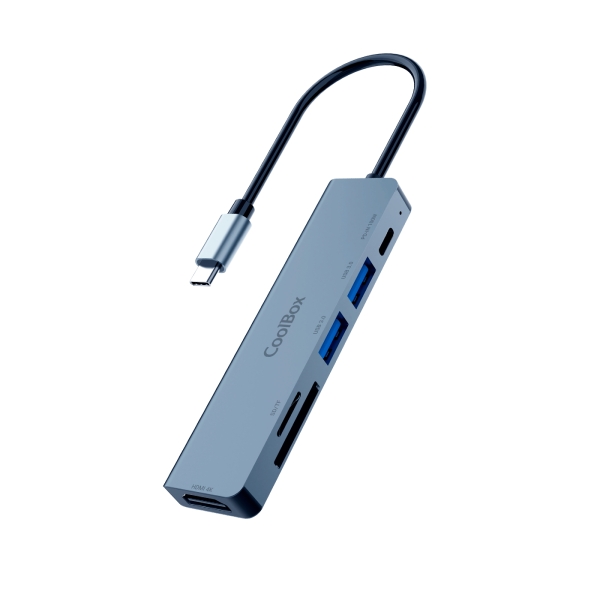 CoolBox MiniDock C61 USB-C - 1x HDMI 4K, 2x USB 3.2 Gen1, 1x USB-C PD, 1x SD, 1xMicroSD/TF - Compati