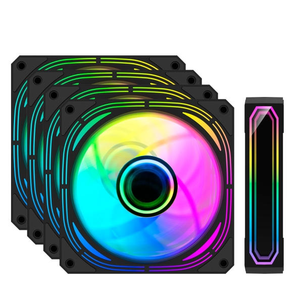 Coolbox Infinity Pro Kit 4 Ventiladores ARGB - Efecto Tunel de Infinito - Silencioso - Rodamiento Hi