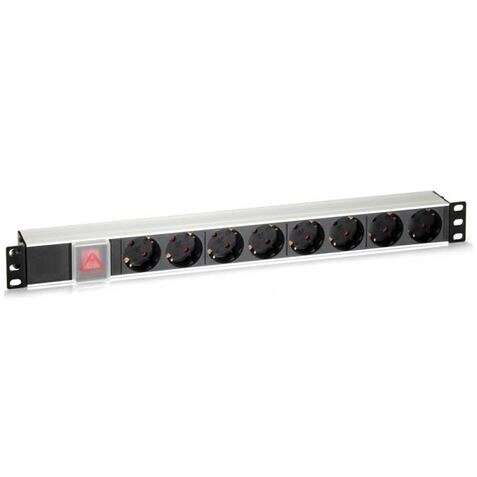 [CR0309] Cromad Regleta 8 Shuckos para Montaje en Rack 19" 1U - Interruptor On/Off - Carcasa de Aluminio - Ca