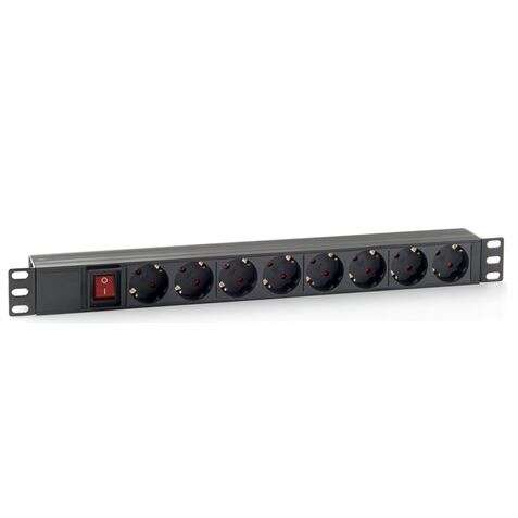 Cromad Regleta 8 Shuckos para Montaje en Rack 19" 1U - Interruptor On/Off - Carcasa de Plastico - Ca
