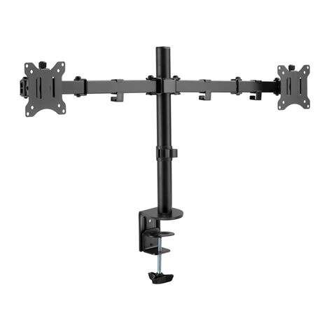 [CR1017] Cromad Soporte de Mesa con Brazos Articulados para 2 Monitores de 13"-32" - Giratorio, Inclinable y