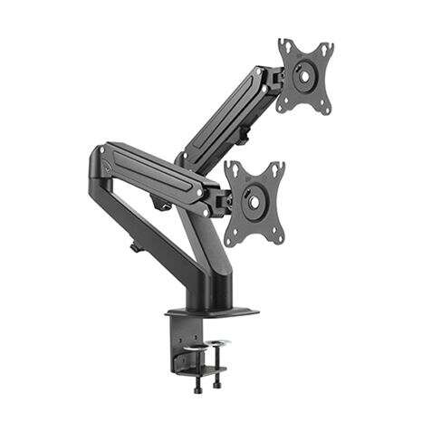 [CR1112] Cromad Soporte de Mesa con Piston de Gas para 2 Monitores de 17"-27" - Ajustable en Altura, Giratori