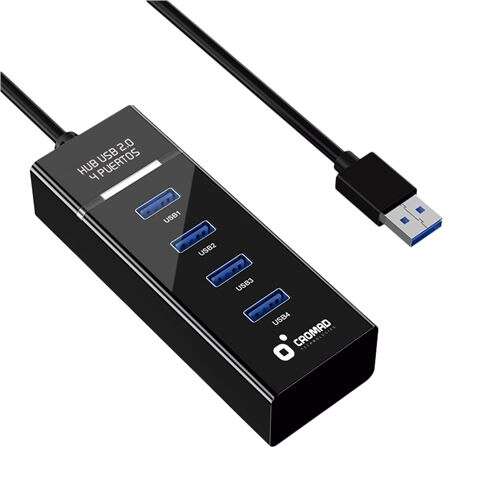 [CR1118] Cromad Cable USB 2.0 - Longitud 30cm - Indicador LED - Velocidad de Transferencia 480 Mbps - 4 Puert