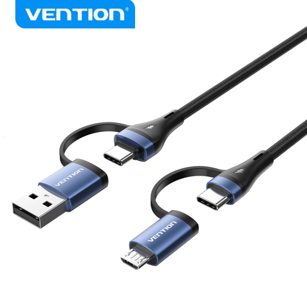 Vention Cable 4 en 1 USB-C - Carga Rapida 100W - Transferencia 480 Mbps - Chip E-Marker - Construcci