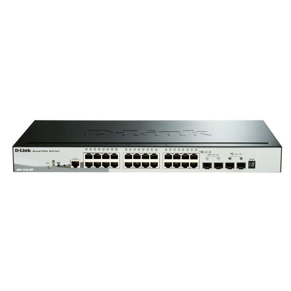 D-Link Switch Semigestionable 24 Puertos Gigabit PoE 193W + 2 Puertos SFP 1000 Mbps + 2 Puertos 10G