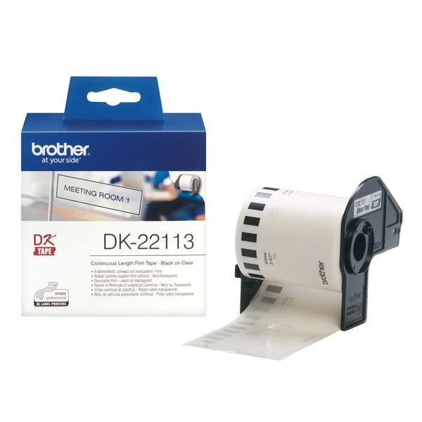Brother DK22113 - Etiquetas Originales de Tamaño personalizado - Ancho 62mm x 15,24 metros - Texto n