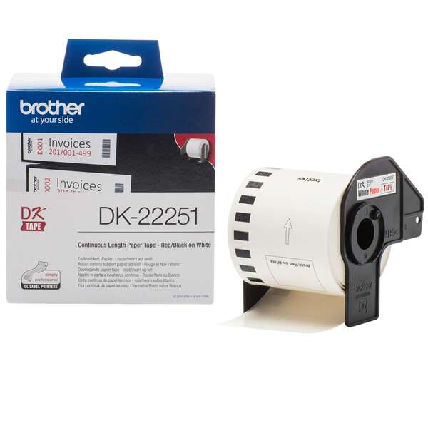 Brother DK22251 - Etiquetas Originales de Tamaño personalizado - Ancho 62mm x 15,24 metros - Texto r