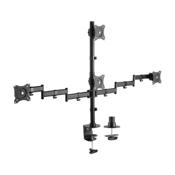 Aisens Soporte de Mesa Eco Giratorio e Inclinable para 4 Monitores 10Kg (4 Pivotes - 2 Brazos) de 13