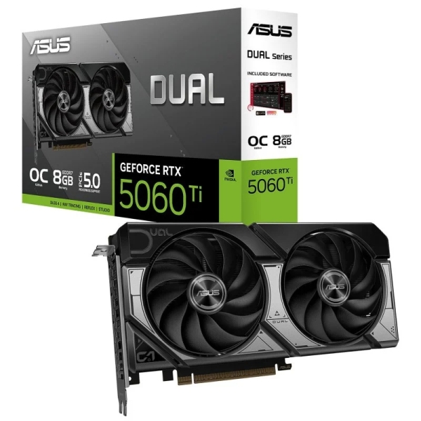 [DUAL-RTX5060TI-O8G] Asus GeForce RTX 5060 Ti Dual OC Tarjeta Grafica 8GB GDDR7 Reflex 2 RTX AI DLSS4