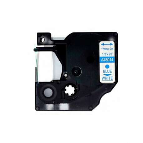 Dymo D1 45014 Cinta de Etiquetas Generica para Rotuladora - Texto azul sobre fondo blanco - Ancho 12