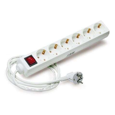 [EB0145] Elbat Regleta Alimentacion - 6 Tomas Schuko - Interruptor On/Off - Cable de 1.50m