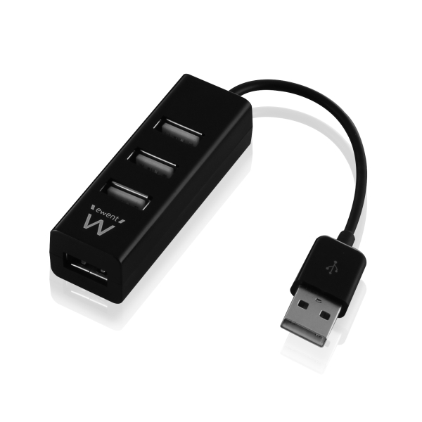 [EW1123] Ewent Hub USB2.0 de Alta Velocidad - USB-A de 4 Puertos - Color Negro
