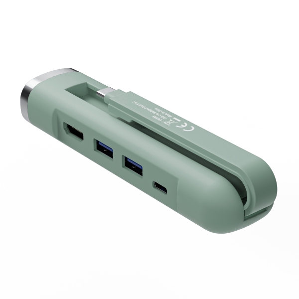 [EW1148] Ewent Hub USB-C 5 en 1 - 1x RJ45 - 1x HDMI 4K - 1x USB-C - 2x USB-A - hasta 1000Mbps - Color Verde P